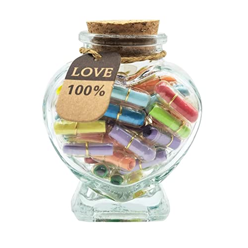 Capsule Message in A Bottle, 50pcs Love Pills Letters Long Distance Relationship Gifts for Couple,...