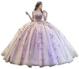 TRHTX Puffy Lilac Quinceanera Dresses for Vestidos de 15 años Glitter Tulle Birthday Party Dresses Lace Appliques Prom Gowns 4
