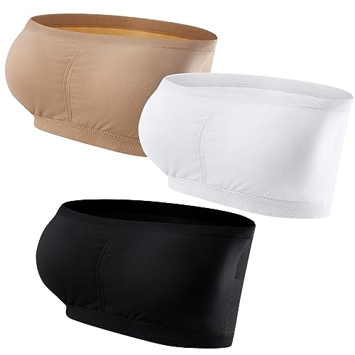 3 Piezas Sujetador sin Tirantes con Relleno, Bralette Mujer sin A...