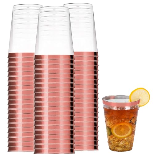 50 pcs Plastic Cups,Clear Cup,Reusable Elegant Party Cups for Holiday Gathering & Parties