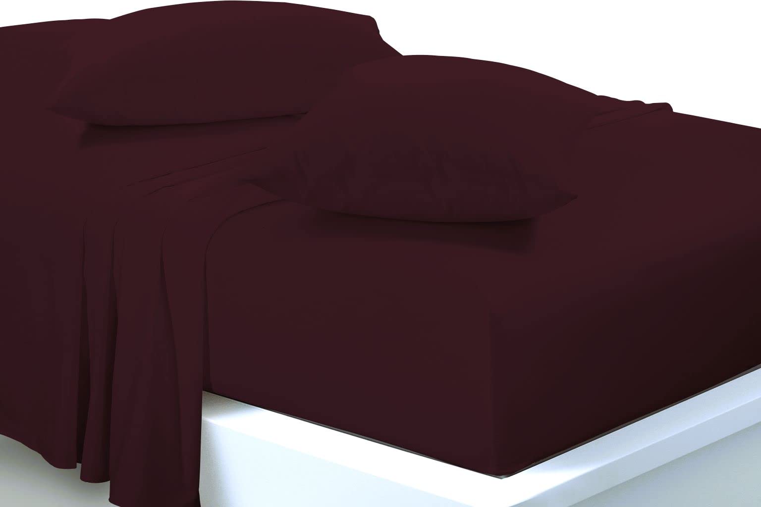 Extra Deep 40cm Fitted Sheets Easy Care Polycotton Cotton Rich Deep Fitted Bed Sheets (Wine, King)