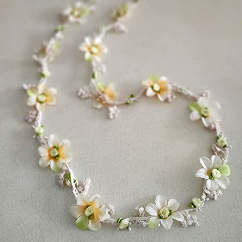 Wooden Swing with Flower Vine for Kids Shooting Swing for First Session Props Set, White4