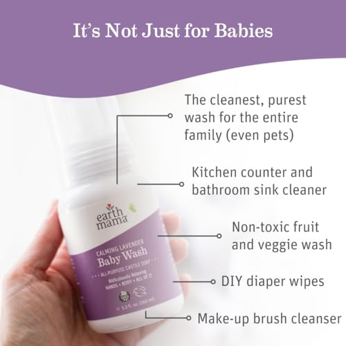 Earth Mama 0857249001127 Calming Lavender Baby Wash Liquid Foaming Hand Soap, Organic All-Purpose Lavender Body Wash For Sensitive Skin, Castile Soap thumb #1
