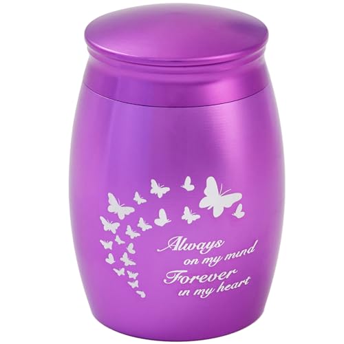 Image of Purple Small Cremation Urns for Human Ashes Keepsake, 2.67 Inches Mini Butterfly Urns for Human Ashes Adult Female /Women /Mom /Mother