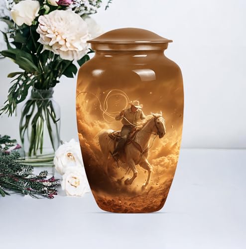 Image of Cowboy Urn - Urns for Ashes - Urns for Ashes Adult Female - Urns for Ashes Adult Male - Urns for Human Ashes Adult Female - Urns for Cremation Ashes (10 inch Pack of 1)