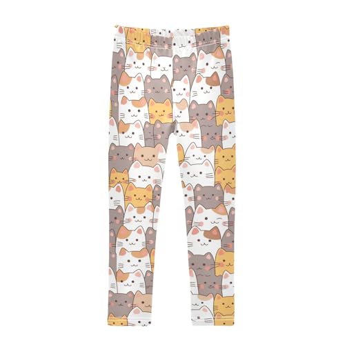 Girls Leggings Cartoon Cute Cats Kids Length Leggings Pants Athletic Yoga Pants Toddler Tights Trousers 4T