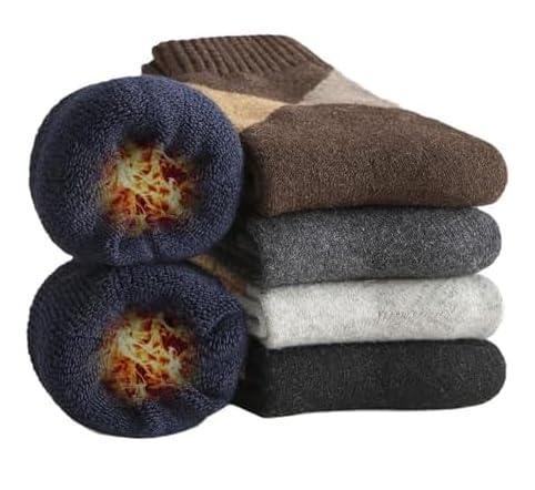 starvis Men's Wool Socks – Vintage Plaid Patterned Winter Terry Socks for Men – Thick, Warm & Cozy Casual Wear (PACK OF 4)-picture-54