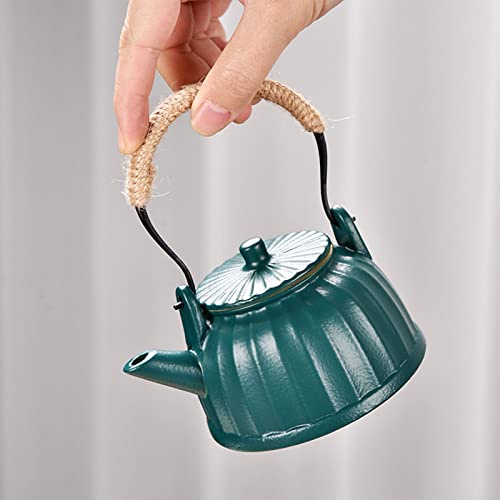 Chinese Tea Pot Cup Set With Tray Infuser - Travel Ceramic Tea Set Porcelain Teapot, Cute Asian Tea Set For Tea Lover/Women/Men(Square Pumpkin Green) #TOP2