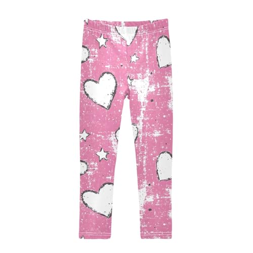Sweet Love Pink Print Girls Leggings Ultra Soft Compression Yoga Gym Pants for Kids 4-10T