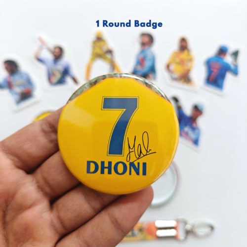 Image of TenorArts Gift Box Merchandise - 5x7 Inches Laminated Photo Frame,1 Keychain, 1 Badge, 4 4x6 inches Posters, Shapecut Stickers - 5 items in 1 Box | Perfect for Gifting Cricket Fans