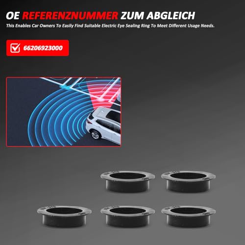 Image of Rear Bumper Parking Sensor Ring for BMW 128i 135i M 228i 230i M235i M240i M2 323i 325i 328i 330i 335i M3 320i Hybrid 3 340i 428i 430i 435i 440i M4 X4 Replacement # 66206923000 (5 PCS)