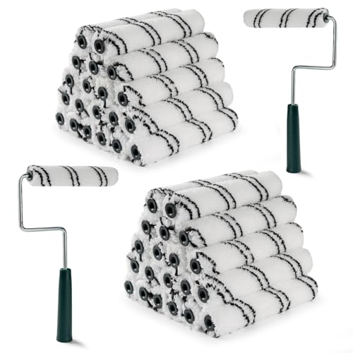 CoatPro Twools Paint Roller Covers 40 Pack 6 Inch Microfiber Paint Roller (3/8 Inch Nap) with 2 Pcs Anti Rust Metal Roller Frame Suitable for Wall and Furniture Painting