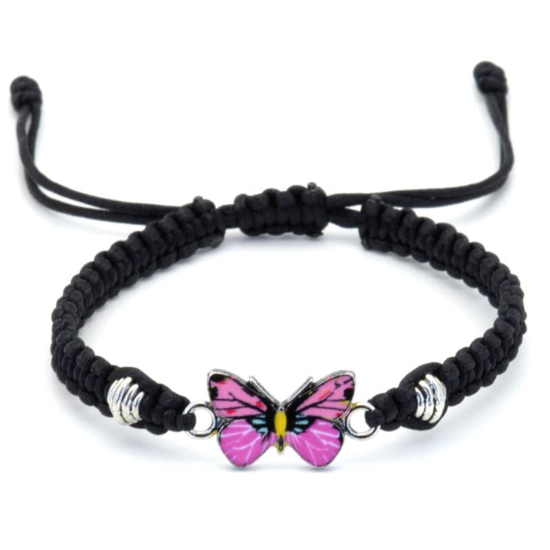 Image of COLORFUL BLING Butterfly Charm Bracelets Adjustable Hand Woven String Bracelets BFF Gift for Women