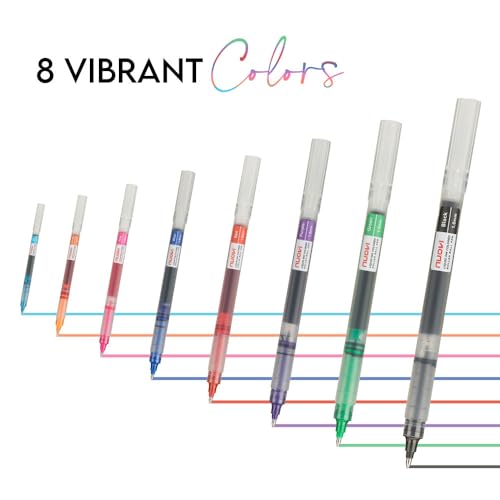 Image of Harmony Hue Liquid Ink Rollerball Pens | 1.0mm Bold Tip Transparent Body Design | Quick Dry, Anti-Smudge Ink and Smooth Ink Flow | Ideal for Coloring, Drawing & Mandala (Multicolor, Set of 8)