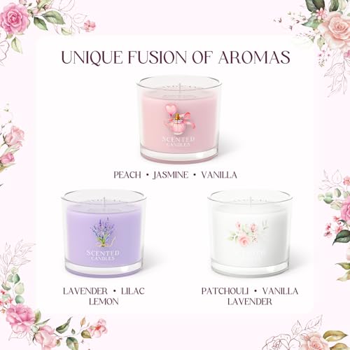 scented candles scented candle gift set for stress relief 3 votive candles for women and men birthday candle gifts for women christmas candles for women pink  purple  white 7 oz