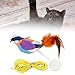 Bothyi Hanging Door Cat Plush Toy Interactive Retractable Teaser Chase and Exercise Feather Toy Plush Bird Cat Toy for Kitty Kittens, Violet