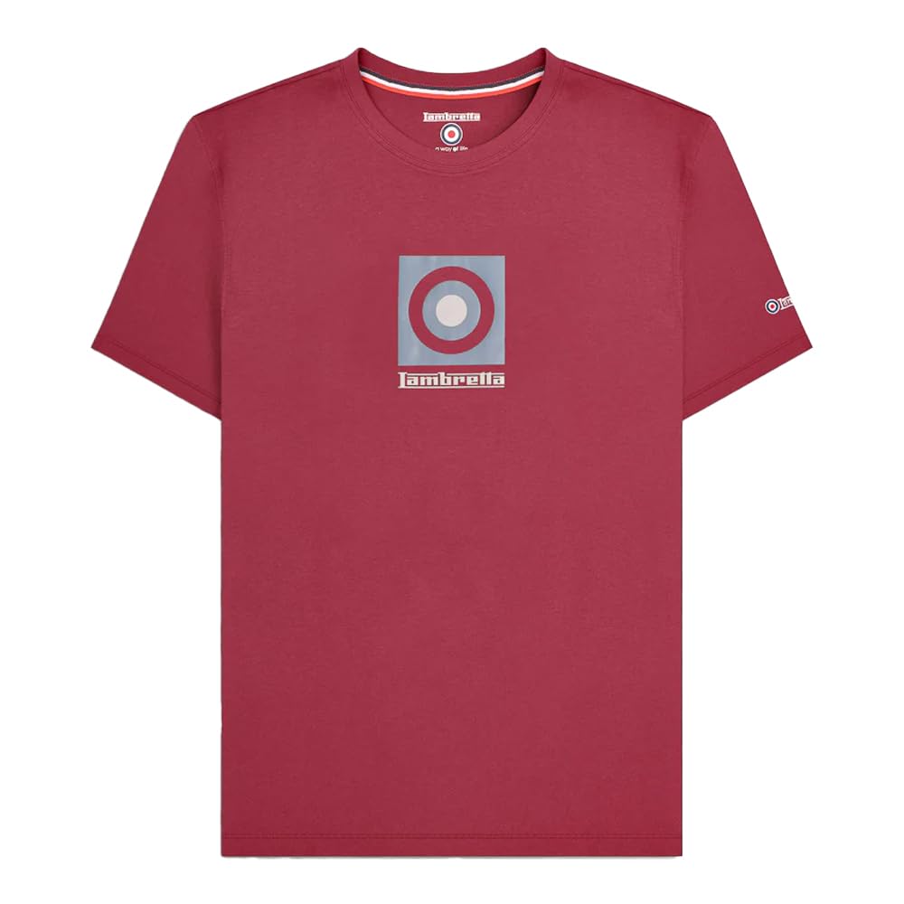 Lambretta Mens Target Box Short Sleeve T-Shirt - Burgundy - M