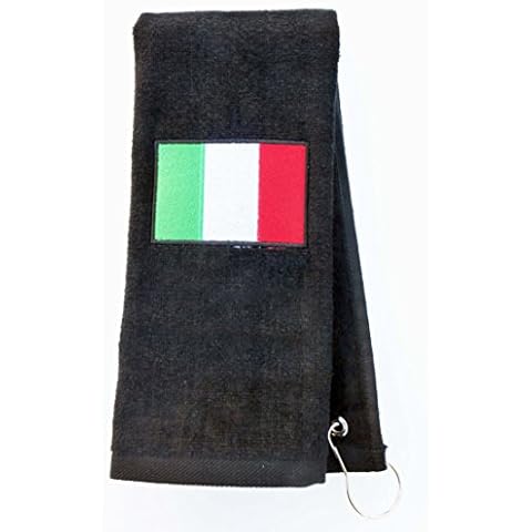 Mana Trading Custom Personalized Embroidered Golf Towel Italian Flag (Black) Cover