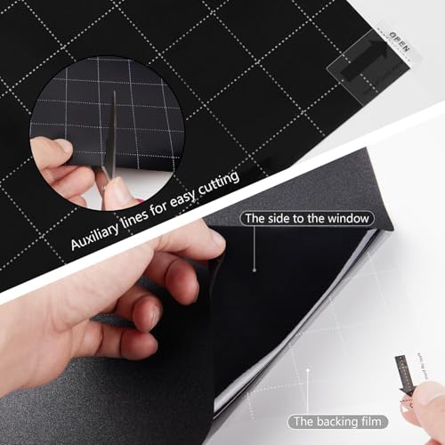 Image of WOO Home Frosted Glass Window Film & Stickers (12 X 72 INCH) Privacy Window Cover for Home & Office - Easy Apply, UV Protection, Removable Decorative Film (Black Film | 1 X 6 SQFT)