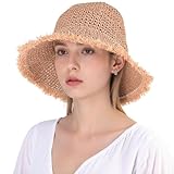 EINSKEY Women's Straw Bucket Hat - UV Protection Lightweight Packable Sun Hat for Outdoor Beach Travel Hiking Khaki