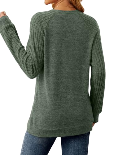 Image of Saloogoe Tunic Sweatshirts for Women Crewneck Lightweight Sweaters Raglan Long Sleeve Shirts Fall Fashion Tops 2026