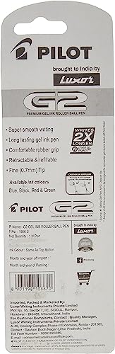 Image of Pilot G2 07 Black Fine Retractable Gel Ink Pen Rollerball 0.7mm Nib Tip 0.39mm Line Width Refillable BL-G2-7 (Pack Of 6)