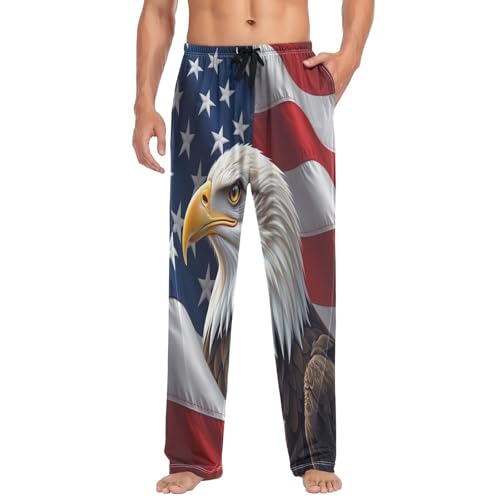 North American Bald Eagle Usa Flag Pajama Pants American Flag Men's Pajama Bottoms Lounge Sleepwear PJs Sleep Pants XXL3