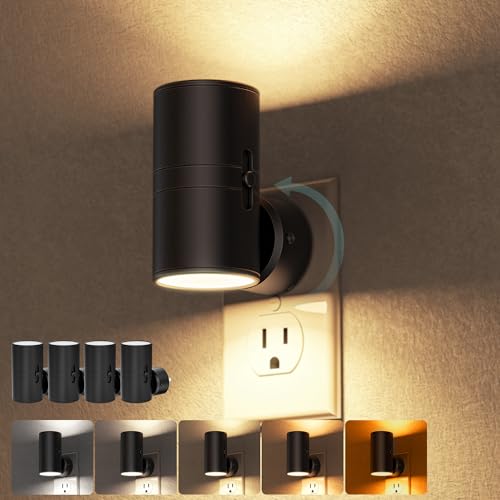 Image of Briignite Night Lights Plug into Wall, 5CCT LED Night Light Plug in, Dusk to Dawn Sensor, 330 Swivel Plug, 0-100LM Adjustable Brightness, Dimmable NightLight for Hallway, Bedroom, Stairway, 4 Pack