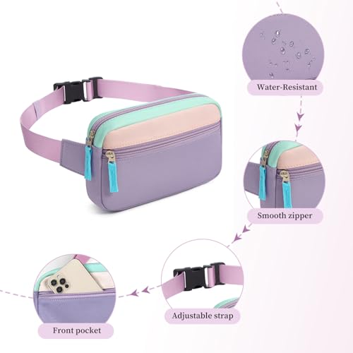 Image of Fanny Pack Birthday Gifts for 7 8 9 10 11 12 13 Year Old Teens Girls Kids, Preppy Cute Trendy Stuff Colorblock Crossbody Bag Adjustable Belt Bags, Dorm Travel Essentials for Girl Fashion