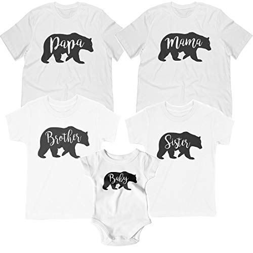 Matching Bear Family Shirt Set - Custom Choose Your Family Tee (Large, Baby) White