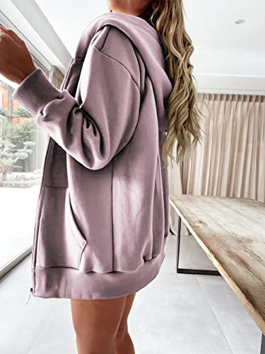 Athletic Hoodies For Women Winter Long Sleeve Fleece Casual Jackets Fashion Zip Up Sweatshirts Purple Xxl #TOP3