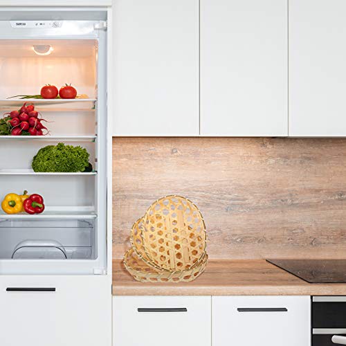 Cabilock 3 stuks bamboe geweven mand bamboe fruitmand geweven broodmand broodmand groentemand serveermand ovaal… - Image 6