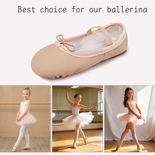 Image of Dynadans Kids PU Ballet Slippers for Girls Boys Toddler Big Kid | PU ballet slippers, pre-sewn elastic. Soft flexible sole. For girls, boys, toddler & big kid. Ideal for ballet, yoga, recital