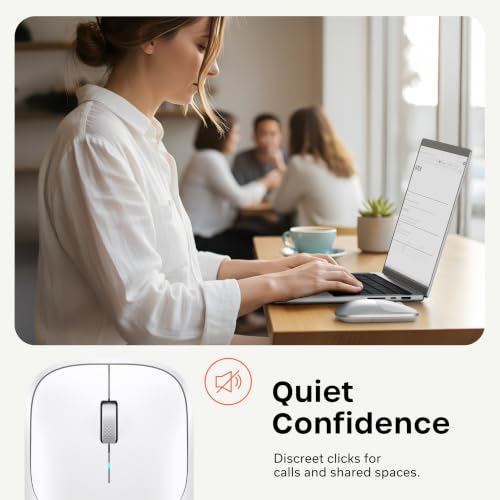 Image of Satechi Slim EX Wireless Mouse, Multi-Device Bluetooth & 2.4GHz Connection for macOS, Windows, iPadOS, and Android, Quiet Clicks, Anodized Aluminum Shell, USB-C Rechargeable Battery, Silver | Quiet clicks, anodized aluminum shell, rechargeable battery, for macOS, Windows, iPadOS, Android