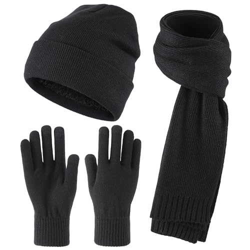 Consejos para Comprar Gorros de punto para Hombre . 49 Home Prefer Conjunto De Gorro De Punto Para Hombre, Bufanda, Guantes Y Bufanda Para Clima Frío, Bufanda De Cuello Largo, Guantes Para Pantalla Táctil, Gorro De Invierno Con Forro...