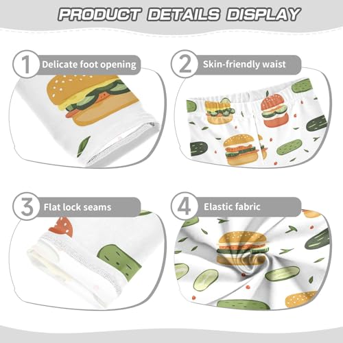 Wusikd Burgers Girls' Leggings Toddler Doodles Kids Yoga Pants Dance Active Tights 4T3