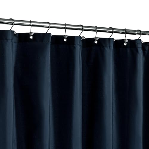 Image of N&Y HOME Fabric Shower Curtain or Liner 36 x 72 Inches Bath Stall Size with 2 Bottom Magnets, Hotel Quality, Washable, Water Repellent, Navy