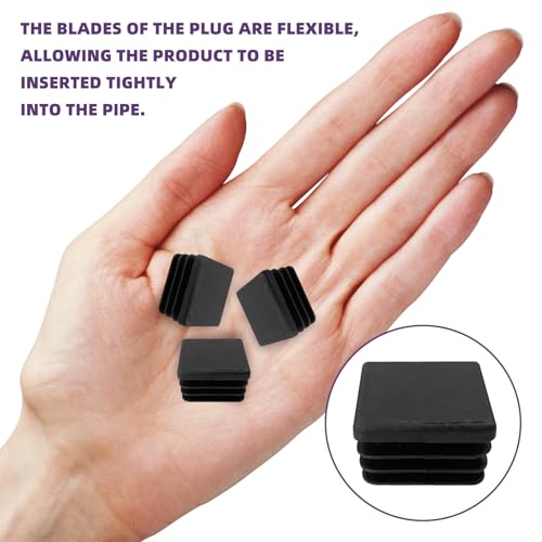 Image of 200Pcs End Caps for Tube 3 /5 inch 3 /4 inch 55 /64 inch 1 inch 1-1 /5 inch Black Round Plastic Plug Square Tubing End Caps Kit, Tubing Post End Cap Plastic Plugs for Metal Tubing Pipe Furniture Protection