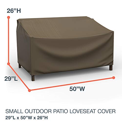 Budge Stormblock Hillside Patio Loveseat Cover Premium, Outdoor, Waterproof, Small, Black And Tan Weave #TOP1
