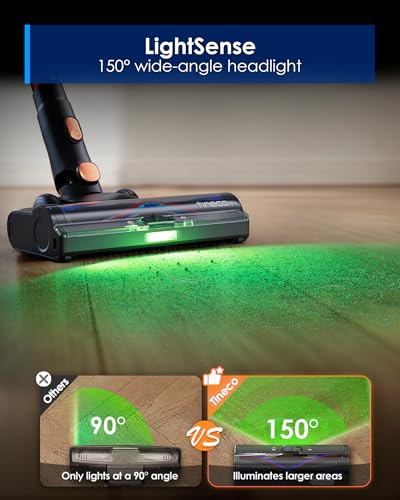Image of Tineco Pure ONE S70 Cordless Vacuum Cleaner, 200AW Powerful Suction, 3D Sense Pro Cleaning System, 6-Stage Filtration with 95min Runtime, Zero Tangle Brush with 180 Foldable Tube (Blue&Orange)