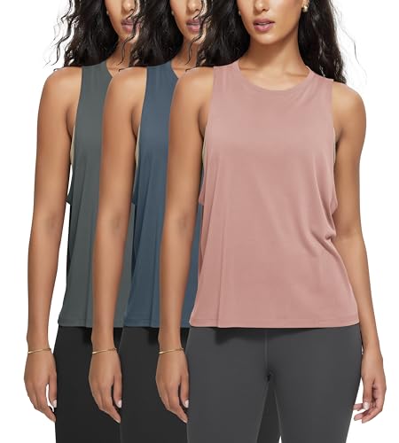 Image of ODODOS 3-Pack Loose Tank Tops for Women Sleeveless Gym Athletic Workout Tops Yoga Shirts