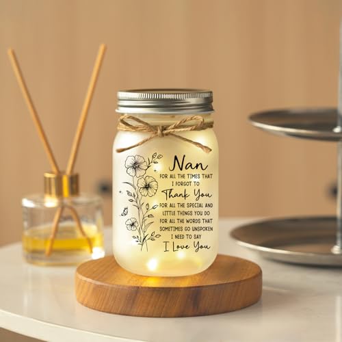 Nan Gifts for Christmas, Nan Birthday Gifts, Mason Jar Night Lights for Nana Nanny, Christmas Birthday Gift for Nans from Grandchildren, Presents for Nanna on Mothers Day Thanksgiving - Image 6