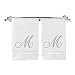 Monogrammed Hand Towel, Personalized Gift, 16 x 30 Inches - Set of 2 - Silver Embroidered Towel - Extra Absorbent 100% Turkish Cotton- Soft Terry Finish - For Bathroom, Kitchen and Spa- Script M White