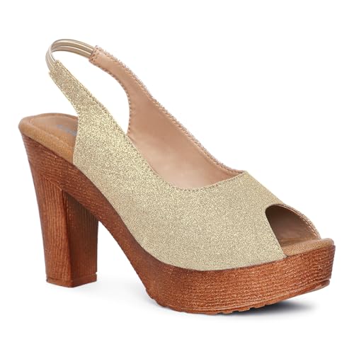Image of Action Women's Platform Sandals| Block Heel| Glitter Embellished| Grey, Beige