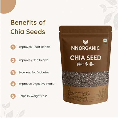 Image of Chia Seeds 500g - Seeds for Weight Management | Rich in Calcium, Protein & Fibre | Beat the Heat | 100% Clean Chia Seeds for Eating | Antioxidant Rich Seeds | NNorganic