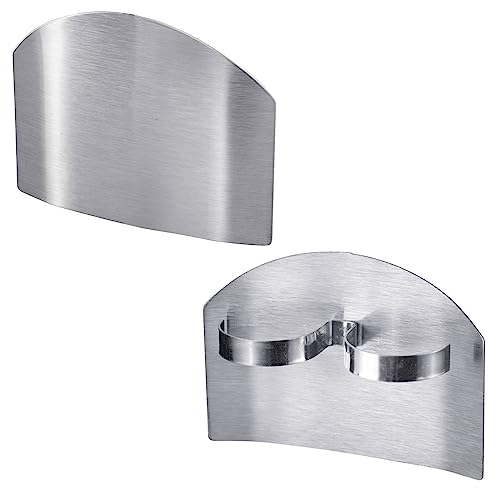 Westmark 2x Fingerschutz/Schneidhilfe, mit je 2 Schlaufen, zum Schneiden und Hacken, Rostfreier EdelstahlSilber, 10712270