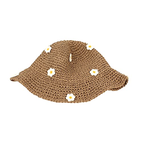 Chapeau réglable en paille avec des fleurs et une structure souple pliable - 5