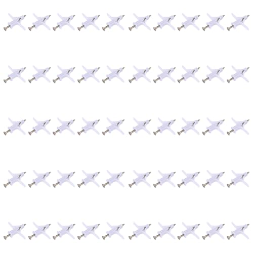 50 Pcs Plasterboard Wall Plugs and 50 Pcs Screws, Plasterboard Wall Plug, Heavy Duty Expansion Anchors with Countersunk Screws for Hollow Drywall, For Mounting TV Wall Brackets, and Home Decor