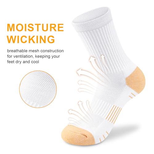 Image of Crew Socks Women Athletic Hiking Running Cushioned Compression Socks 3-5 Pairs