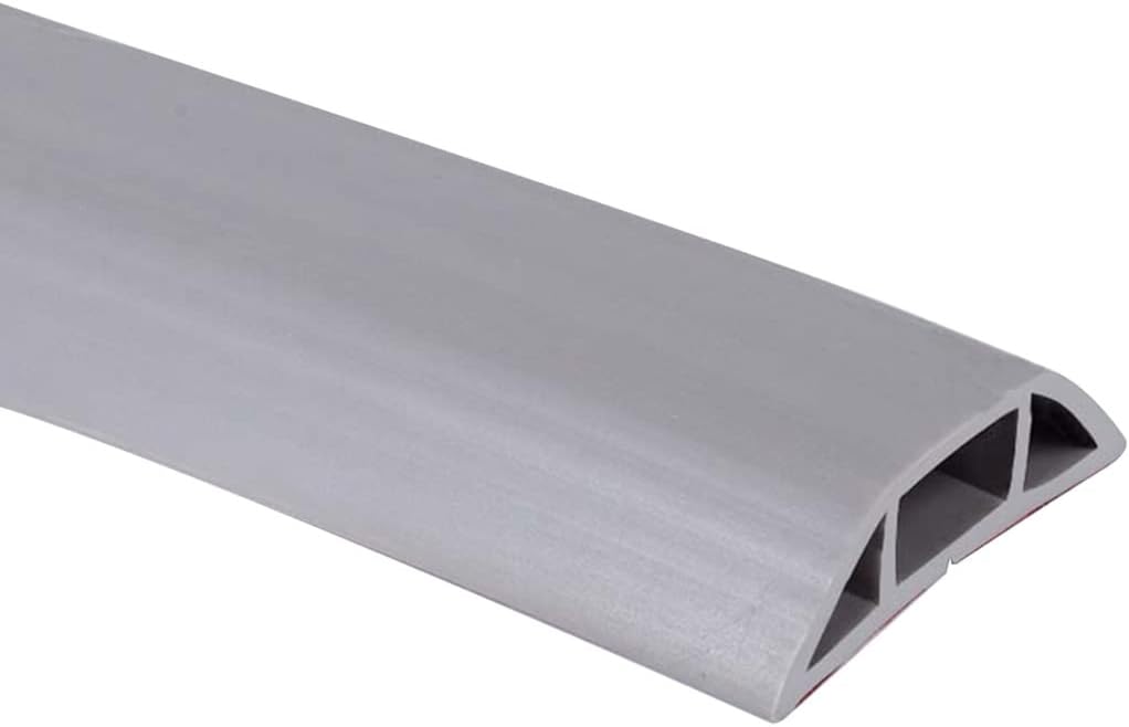 Floor Cord Cover Durable Balcony Floor Floor Cord Management, Trapezoidal Easy-Cut Soft PVC Wire Cover for Floor, Cord Cavity-1.4 * 0.7cm/0.6 * 0.3inches (Color : White, Size : 4M)